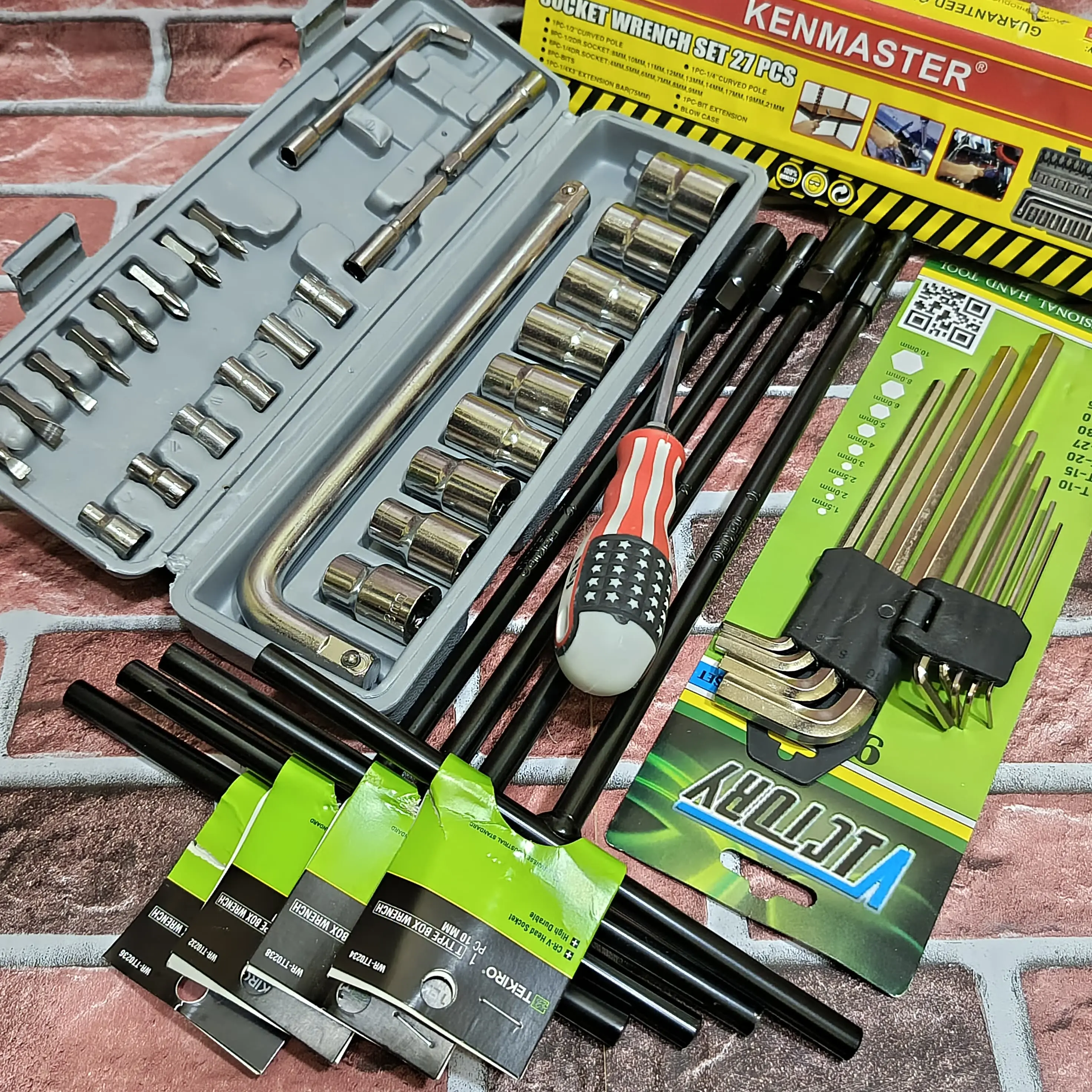 Promo !!! Kunci Sok Set Lengkap 27Pcs / Tekiro Kunci Sock T 8Mm 10Mm 12Mm 14Mm / Kunci L Hex Key 9Pcs Panjang Bisa Cod Kunci Full Set Lengkap Torsi