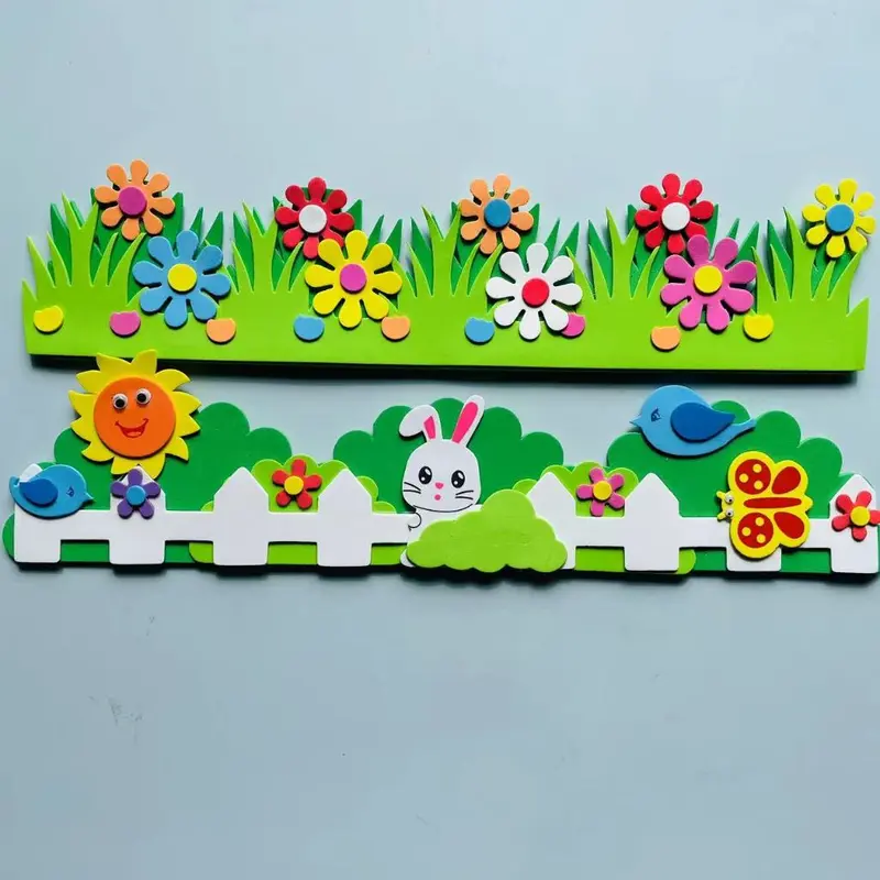 JoyWorld Stiker Dinding Busa EVA 3D Bunga Ruang Kelas Taman Kanak-kanak Rumah Mainan DIY Buatan Sendiri Untuk Anak-Anak Pembelajaran Awal 3