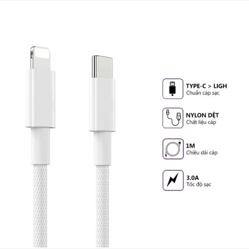   COMBO 2 CÁP  sạc nhanh PD2OW Chíp C94 bọc dù TypeC to L 1met sạc nhanh Phone 8-14prm Phụ Kiện Sạc Điện Thoại iphone Usb capsacnhanh 20w i 