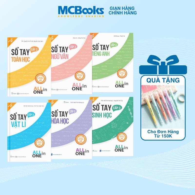  Combo Sổ Tay Kiến Thức Cấp 3 All In One  Toán - Văn - Anh - Lý - Hóa - Sinh  - Chương trình mới - Sách tham khảo TKBooks dành cho học sinh THPT 