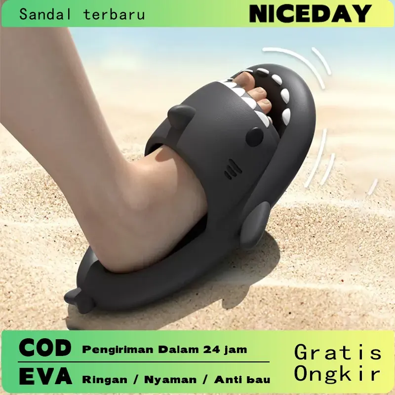 Sandal hiu dewasa pria slop distro kekinian terbaru Sendal rumah EVA jelly pria empuk anti slip murah