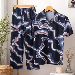 Set Piyama Rayon 6-12 Tahun Motif Abstrak | Katun Rayon Premium Adem | Lengan Pendek + Celana Panjang Unisex