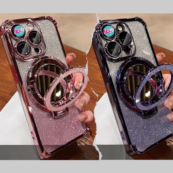 JRYU Untuk Redmi Mirror With Stand Holder Softcase Compatible For Redmi 13X 14C 12 12C 13 13C 9C Note 11 12 13 12PRO 13 PRO Note 8 9