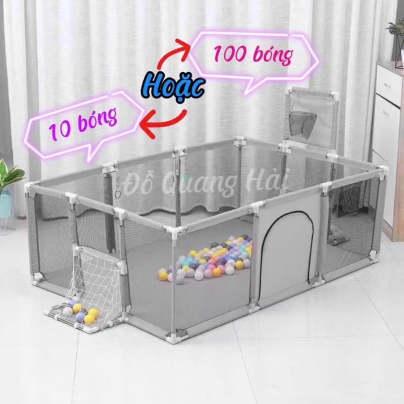 Kèm 10bóng hoặc 100 Bóng Quây Cũi Hình Chữ Nhật Khung Inox có Giỏ Bóng Rổ và Cầu Môn dành cho Trẻ. Đồ Chơi