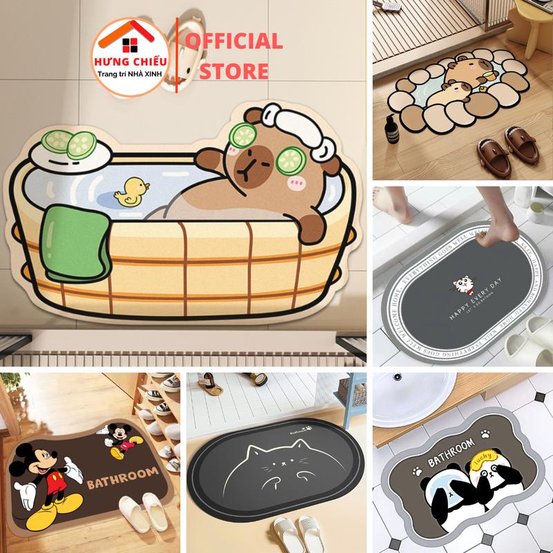 Thảm thảm chùi chân nhà bếp bali thấm hút nước tốt, đế cao su chống trơn trượt noel labubu 40x60cm - Hưng Chiếu ED01