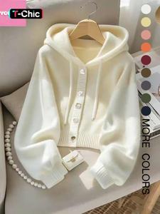 Otoño Invierno Nueva Chamarra con Capucha Cómoda y Suave, Estilo Cómodo Diseño Único Suéter de Punto, Top Elegante de Manga Larga
