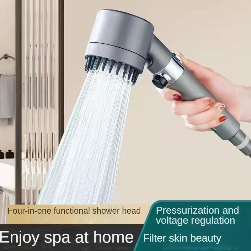 Shower Head 4 Modes High Pressure Water Saving One-Key Stop Water ...