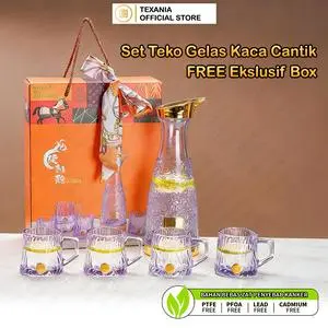 RAMADHAN SALE - (EXCLUSIVE JORDI ONSU) {Dikirim Dalam 20 Hari} TEXANIA HAMPERS LEBARAN Set Teko Gelas Kaca Premium
