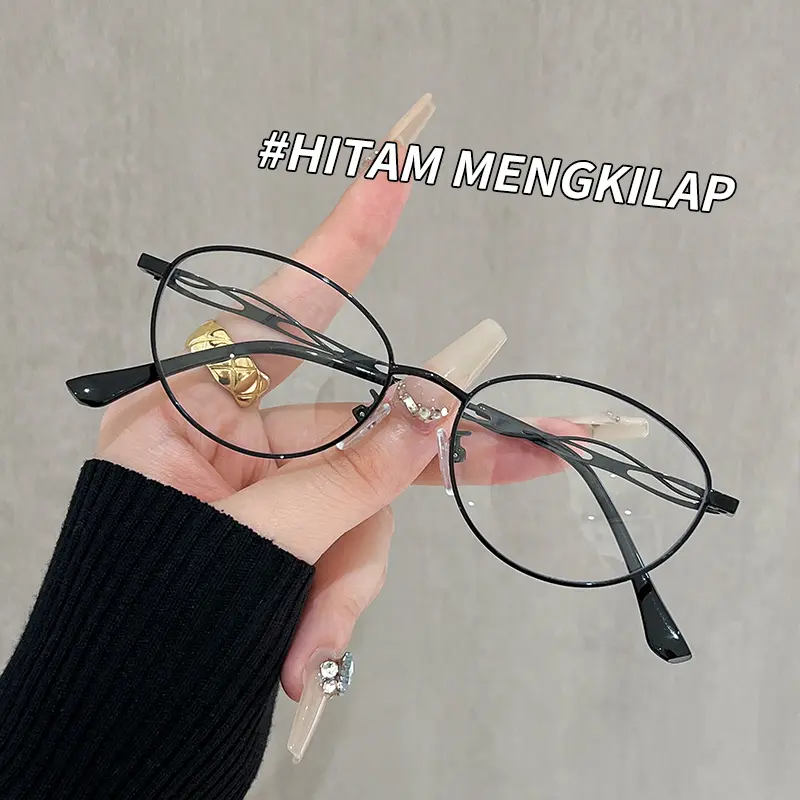 【Bisa COD】Kacamata Baca Fashion Klasik Warna Hitam Tortoiseshell Premium Anti Bluelight Kacamata Plus Baca Modern Frame Oval Bulat Metal Anti Radiasi Mata Orang Tua9506