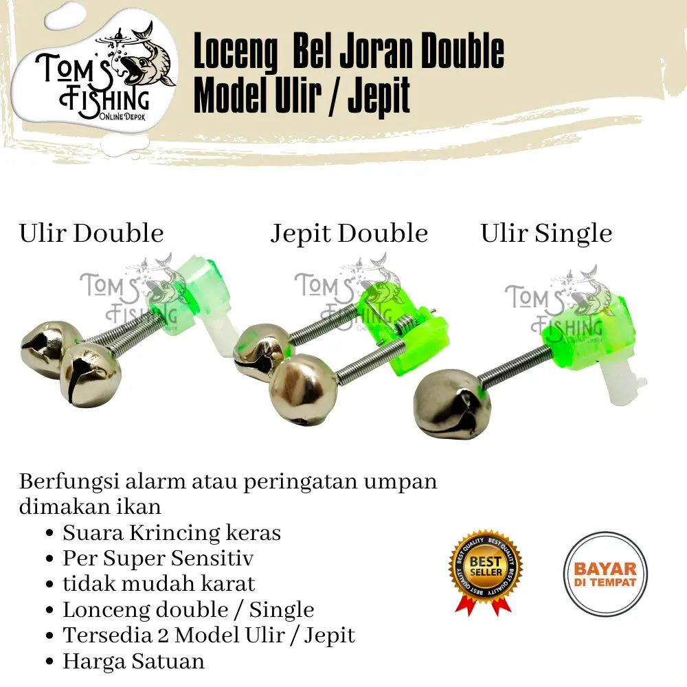 Lonceng Bel Alarm Joran Pancing Double Single (Ulir / Jepit) Murah Sensitif - Toms Fishing