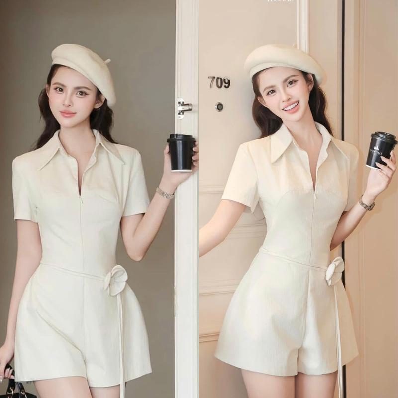  Jum G19 kiền cổ sơ mi kèm dây hoa buộc eo - Váy xinh 