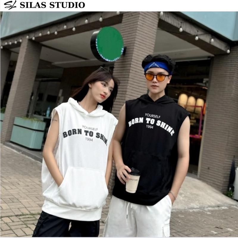 Áo TankTop SILAS Mũ Trùm 1994 Born To Shine Cotton Tổ Ong Unisex Form Rộng Menswear Nam Cổ Tròn Trắng