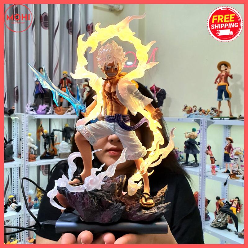 Mô hình Luffy Gear 5 cầm sét dáng đứng siêu đẹp 28 cm, có bản LED - One Piece Đồ Chơi Toy Anime Decor Sưu tầm