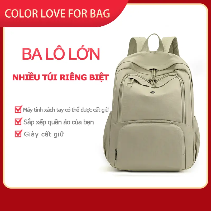 Balo cặp đi học Taffeta Gấp Gọn Siêu Nhẹ | Balo Đa Năng Chống Trầy + Ngăn Riêng, Móc Vali | Đi Làm, Du Lịch (Nhiều Màu) 1