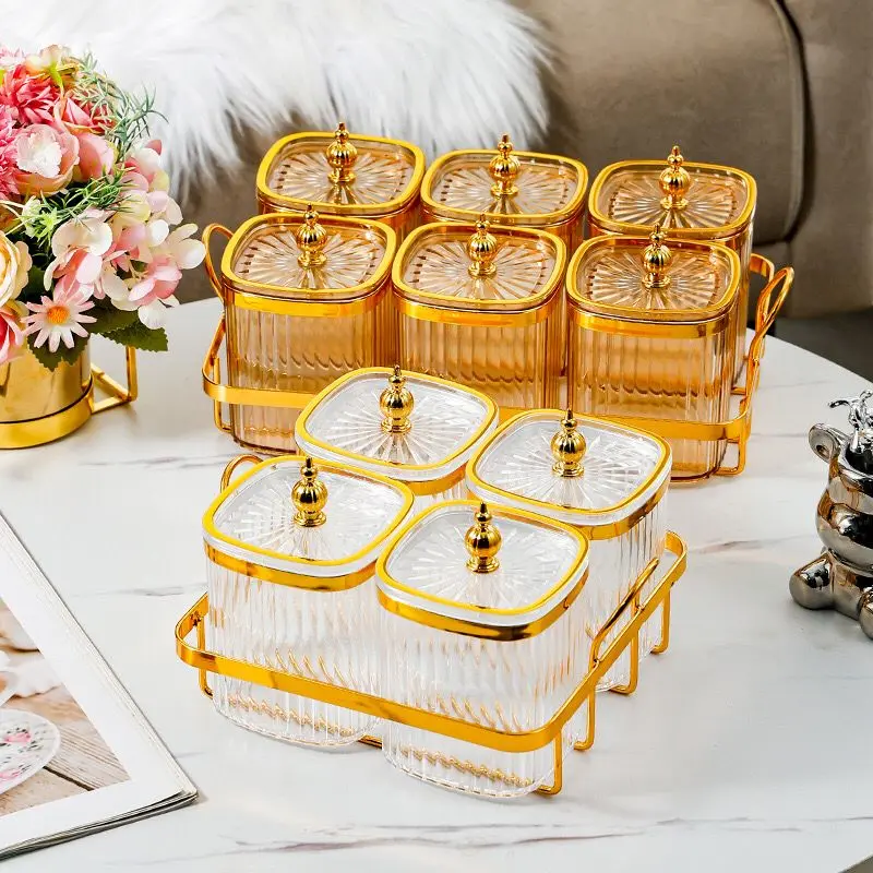 [MS] Toples Permen Toples Kue Toples Bumbu Toples Serbaguna dengan Tatakan Gold Besi