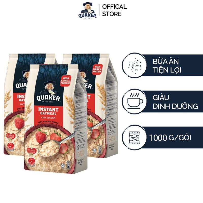 Combo 3 Yến Mạch Ăn Liền Quaker Oatmeal 1000gr