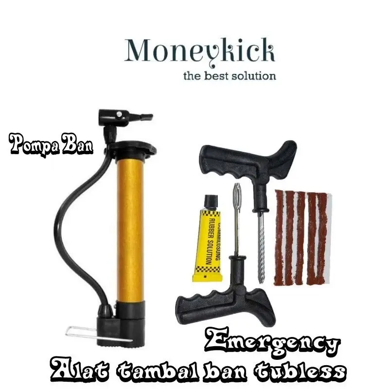 PAKET LENGKAP ALAT TAMBAL BAN TUBELESS POMPA REFILL KARET SET TUBLES MOBIL MOTOR