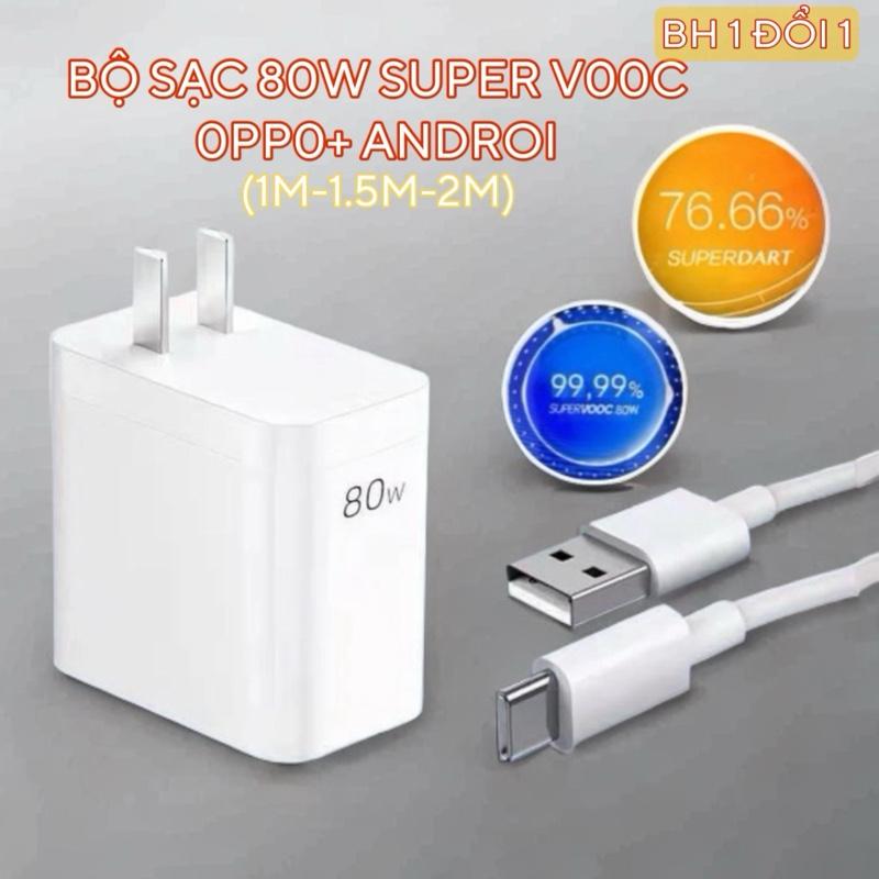  Bộ sạc nhanh 65W 80W Super voóc  TypeC  Củ Sạc SUPERVOOC Chất Liệu Nhựa PC An Toàn Không Nóng Máy Cáp TypeC 6.5A Cho Điện Thoại Dòng A Reno Find 