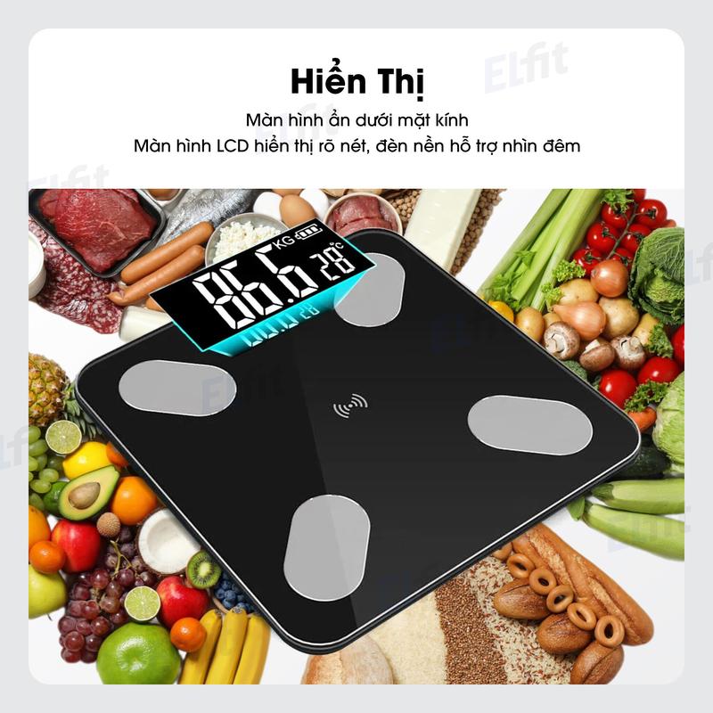 Cân Sức Khỏe Điện Tử Thông Min Kèm Pin Phân Tích Chỉ Số Cơ Thể Kết Nối Bluetooth Kiểu Dáng Hiện Đại Nhỏ Gọn Nhiều phép đo thành phần cơ thể 9