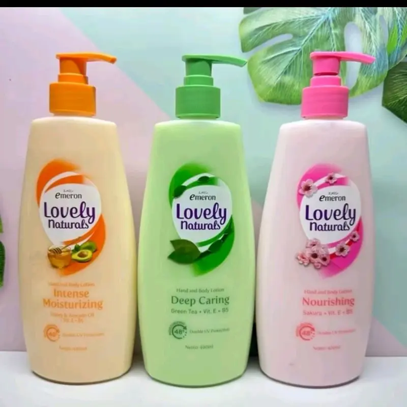 PROMO 2 BOTOL LOVELY 400ml AVOCADO, GREENTEA, SAKURA Emeron Lovely Natural Ukuran 400ml Satuan/Ecer. Tersedia 3 Varian yaitu Deep Caring, Nourishing, dan Intense Moisturizing. 0