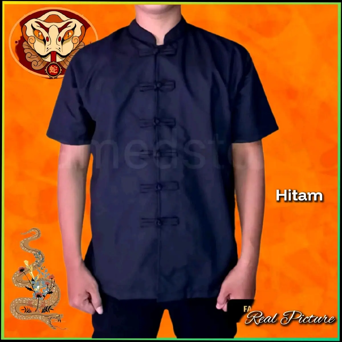 Baju China Imlek Pria Laki Laki Cheongsam Hitam