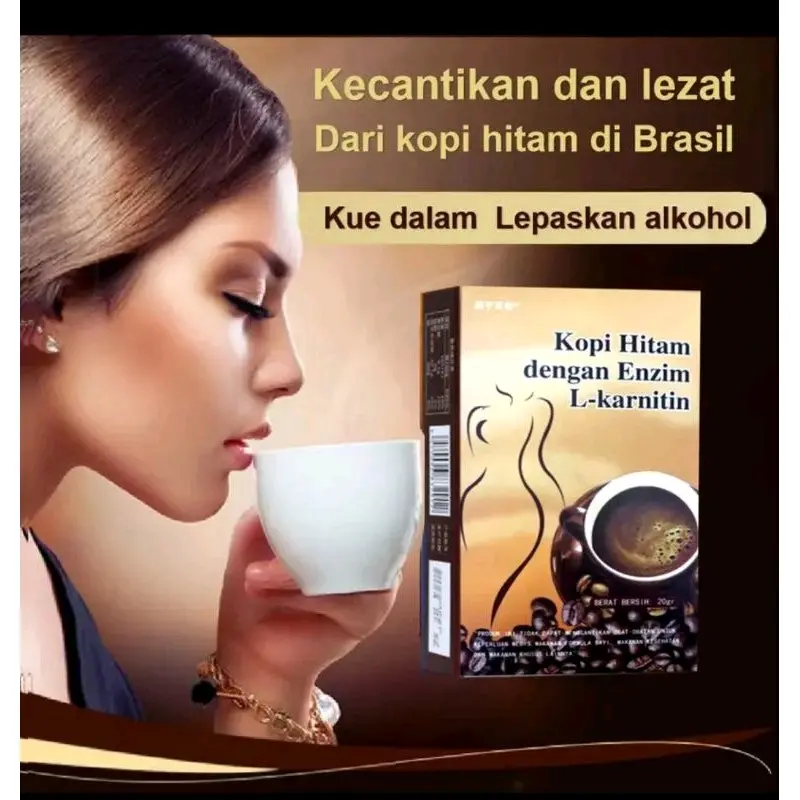 Kopi hitam bubuk l karnitin 0 lemak 0 gula dengan enzim