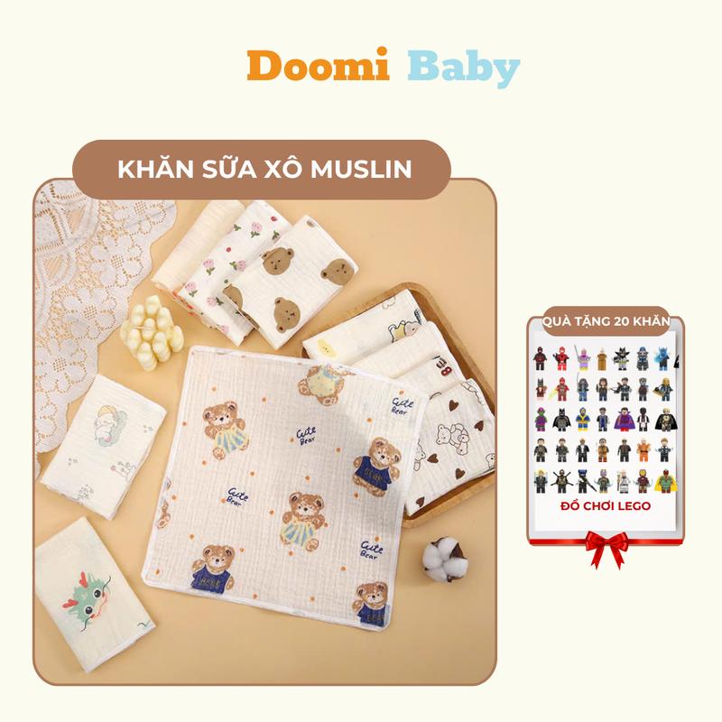 [SET 10 KHĂN] Khăn Sữa Vải Muslin 2 Lớp Cao Cấp Cho Bé Chính Hãng Doomi Baby - HT635