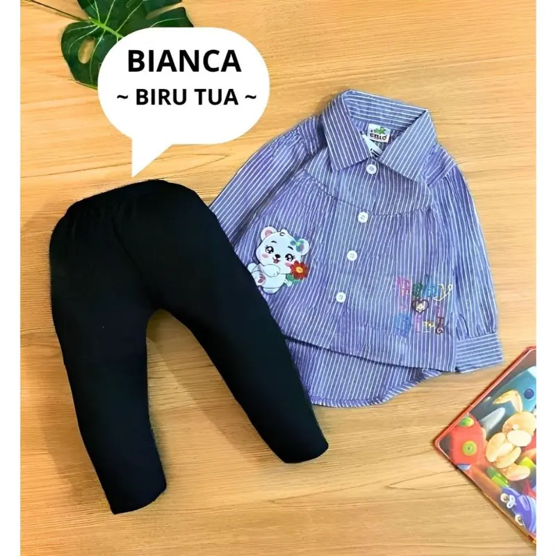 Setelan Baju Anak Perempuan / Baju Bayi Cewek Atasan Lengan Dan Celana Panjang Motif Duck Hat Usia 0-18 Bulan 1