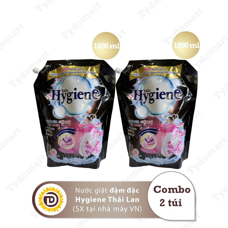 Combo 2 Túi Nước Giặt Hygiene Thái Lan Màu Đen 1800ml/ Túi Làm Sạch