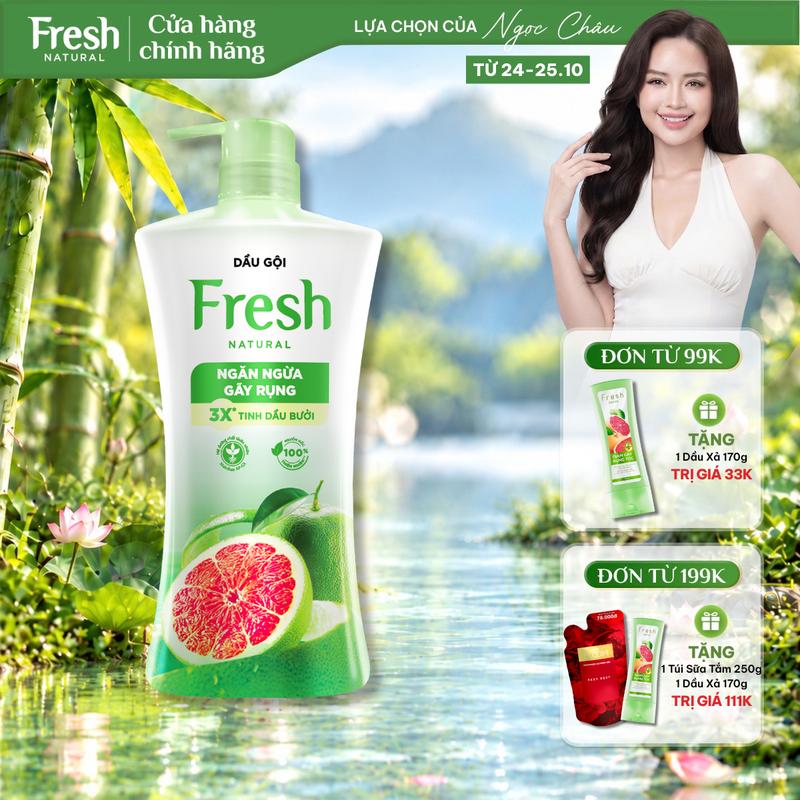 Dầu Gội FRESH NATURAL 650g Chiết Xuất Bưởi Hỗ Trợ Giảm Gãy Rụng Tóc Và Nuôi Dưỡng Nang Tóc