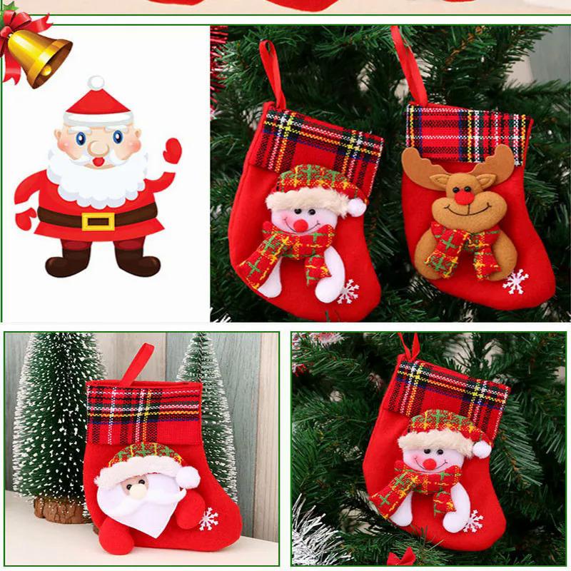 Product Introduction of New Christmas Stockings Christmas Tree Decoration Ornaments Pendant Small Boots Children New Year Santa Claus Gift Socks 19