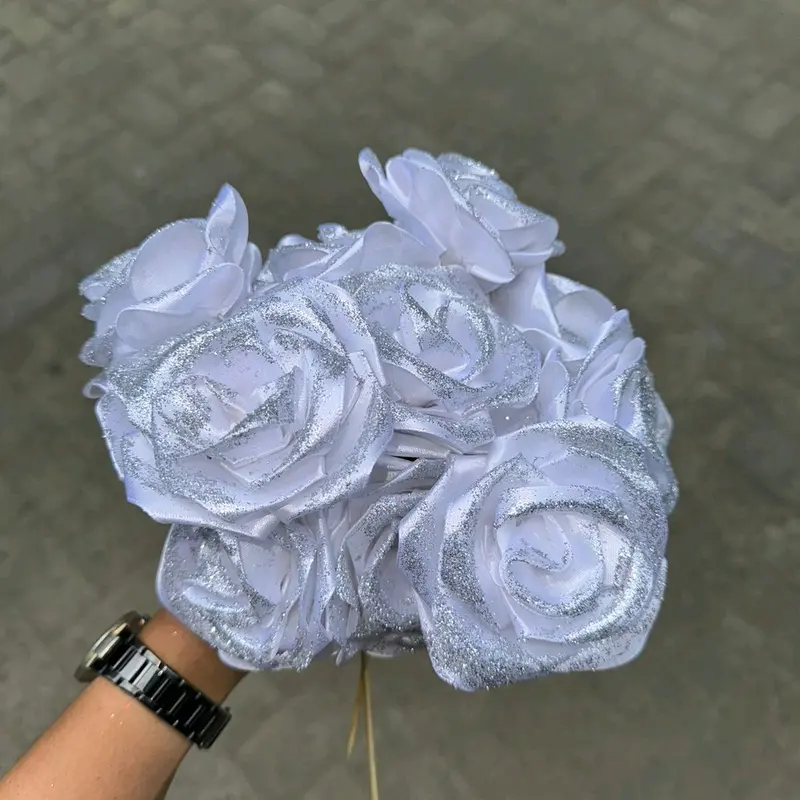7 Tangkai Bunga Pita Satin Bunga Buket SUDAH ADA GLITTER DAN BATANG NYA ( HANYA BUNGA NYA SAJA ) Tolong Cat Dulu Untuk Warna Bunga nya Buket Wisuda Buket Hadiah 2
