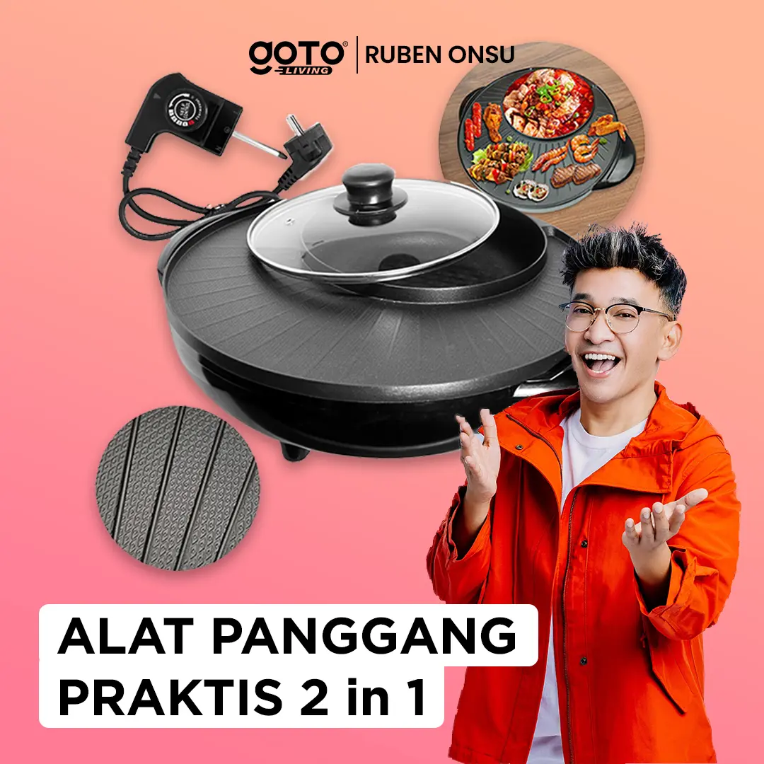 [COD] GOTO LIVING x RUBEN ONSU Niku Electric Grill Bbq Hot Pot Pemanggang Panggangan Elektrik