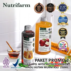 NUTRIFARM PAKET PROMO CUKA APEL 500ML DAN MADU HUTAN 250ML