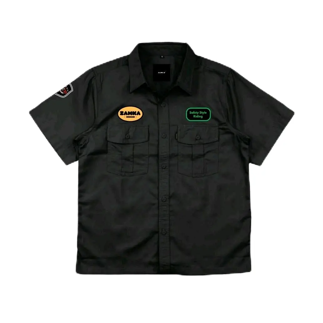 ZAMKA Kemeja Outdoor , Workshirt engineering Lengan pendek , Kemeja workshirt hitam lengan pendek unisex Baju