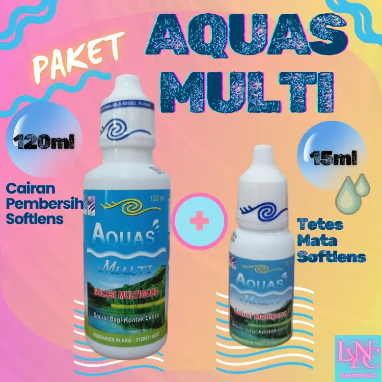AQUAS MULTI Varian Air Softlens 60ml 120ml 15ml Cairan Eye  Lensa Tetes Soflen 5