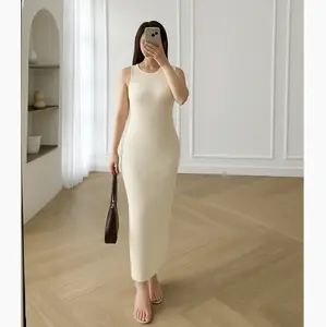 Inner Dress Tanpa Lengan // Spandek Stretch Knit//Inner Dress Span// Inner Span Long Dress