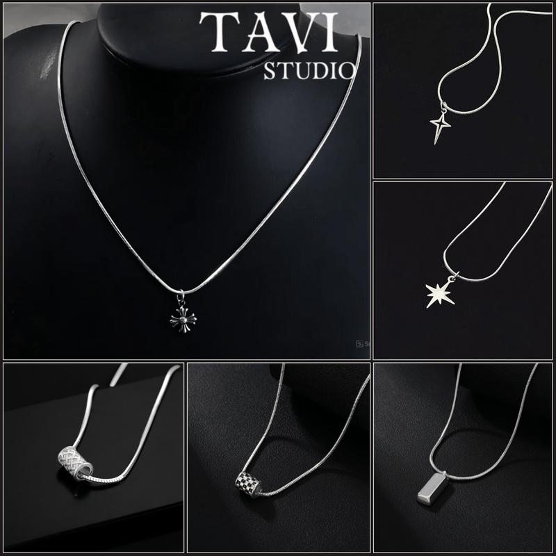 [Mua là mê, chê thì hoàn về] Dây chuyền titan Cross Star Vòng Cổ Trơn Mạ Bạc 925 mặt ngôi sao thời trang unisex kiểu dáng basic sợi mảnh sang trọng dành cho nam và nữ dây chuyền