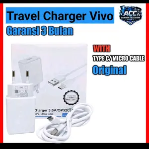Travel Charger Untuk Vivo Fast Charging USB + Kabel Type C / Micro Cableu Original Termurah