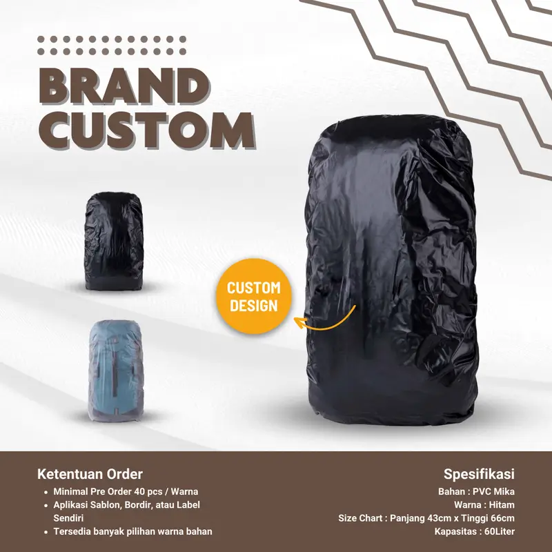 Rain Cover Raincoat Mantol Tas Tracking Tas Gunung 60L Inficlo IFS 295 Hitam 1