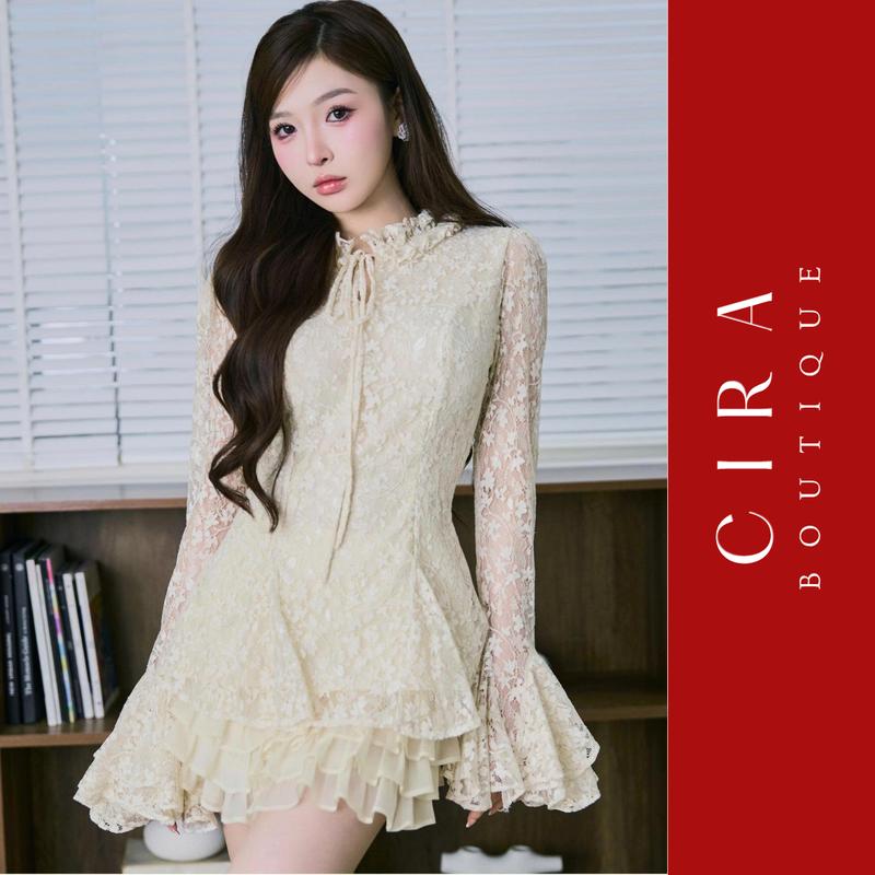 Màu Mới Set Áo Ren Cổ Bèo Tay Loe Phối Chân Váy Tầng Dáng Xoè Nhẹ Nhàng Dịu Dàng Cira Boutique D1383