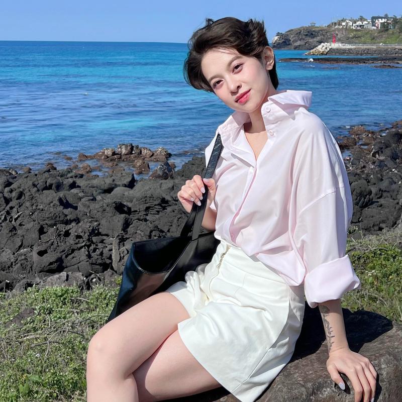 GILLEE Áo sơ mi nữ dáng oversized, sơ mi form rộng pastel vải kate Mỹ chống nhăn, thấm hút tốt FAS293