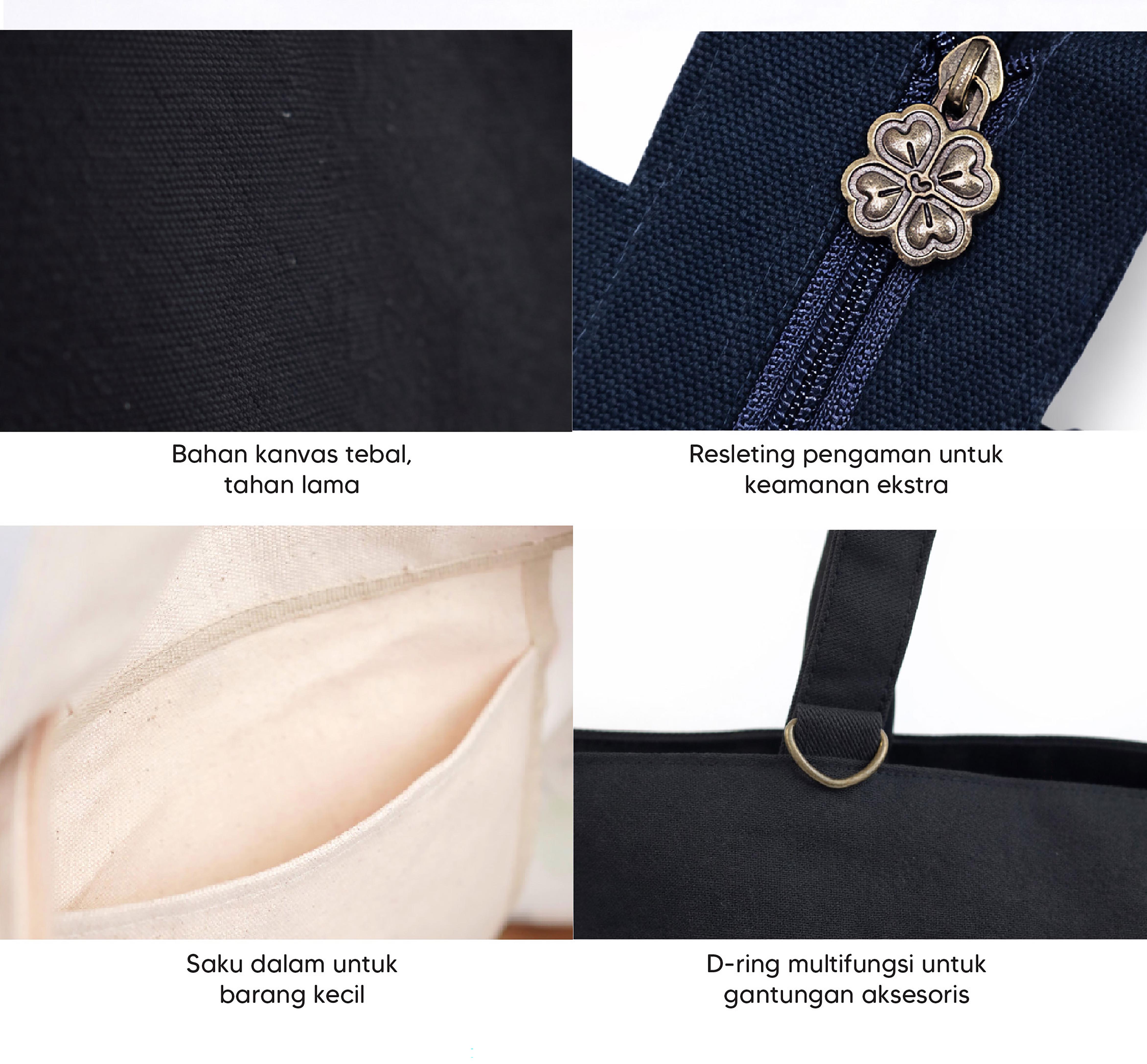 SOVLO Daily Tote Bag Zipper - Tas Kerja Wanita - Tote Bag Kuliah, Kerja,