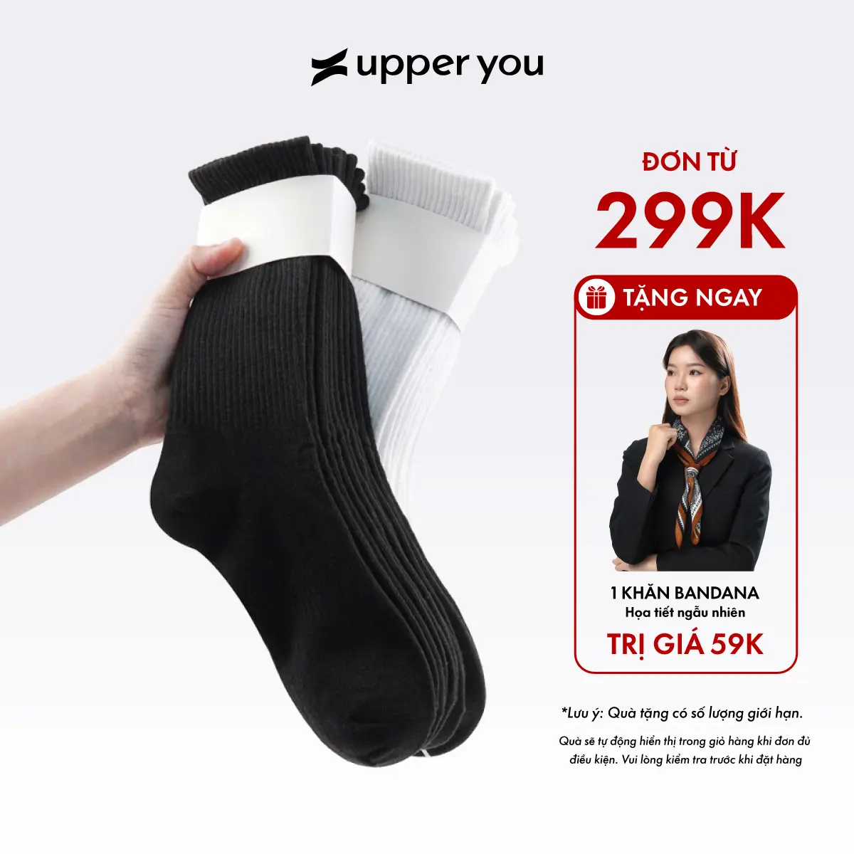 Tất Vớ Nam Nữ Cổ Cao Trơn UPPERYOU Chất Êm Ái Dày Dặn Thoáng Khí - VSF4001/VSF3001/BSF2005