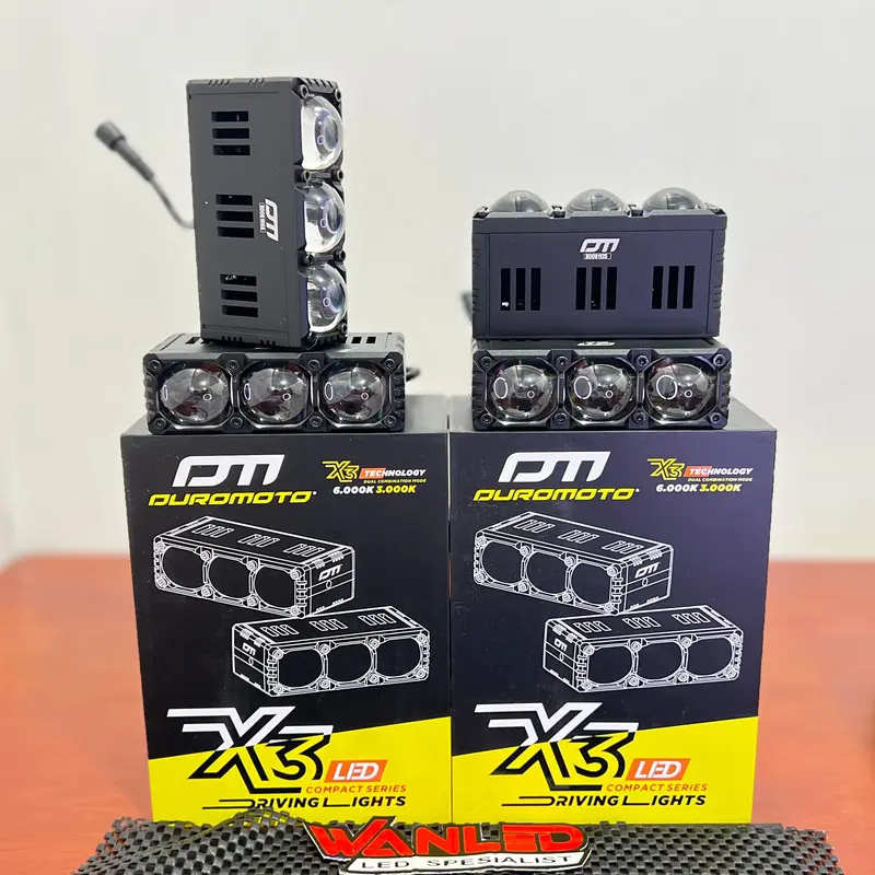DUROMOTO X3 Sepasang 2 Lampu X 3 Lampu Mini Laser Projie LED 3 Mata Foglamp Motor Touring ADV 75 WATT 4