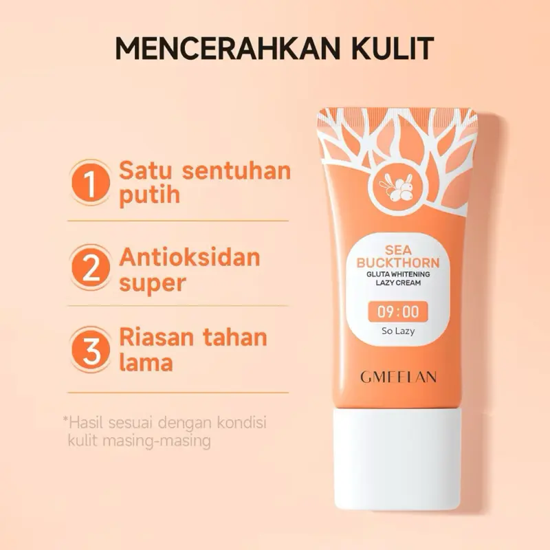 [Bpom Ori] Gmeelan Sea Buckthorn Gluta Whitening Lazy Cream Pemutih Dan Pelembab Wajah 30g Muka 1