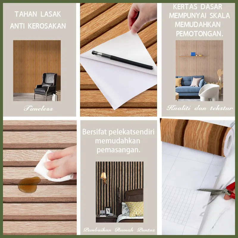10M*45CM Fluted Panel Wall stickers PVC Wallpaper Self Adhesive Wall ...
