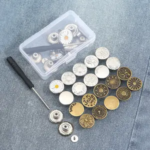 Kancing jeans wanita pengencang tanpa paku tanpa pelubang celana khusus ubah ukuran pinggang kancing pinggang