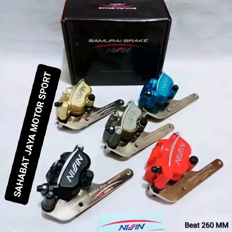 Kaliper Depan Nissin samurai 2 Piston Beat Karbu Beat Fi Scoopy Karbu Scoopy Fi Vario 125 Vario 150 Vario 110 Karbu Vario 110 Fi Spacy Fi Genio Breket Disc Standar Breket Disc 220MM Breket Disc 260MM