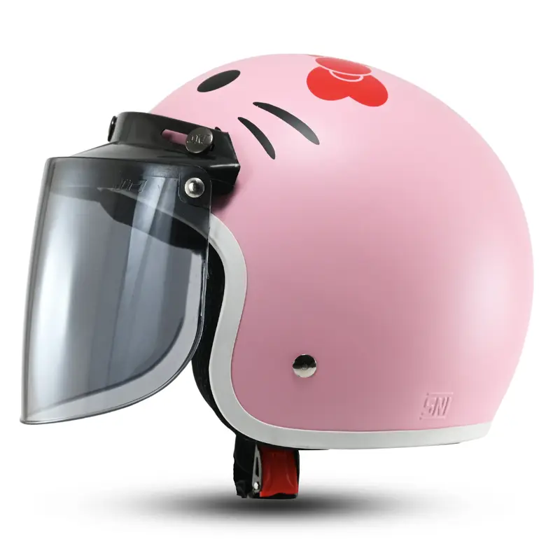 Helm Biru Pororo Bogo Retro Anak cowok lucu  karakter kartun SNI kekinian Kaca Motorcycle 5